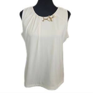 Ivanka Trump Ivory Sleeveless Blouse, Old Money, Lined, M